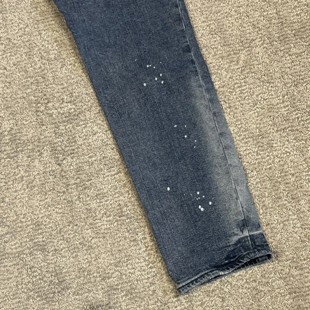True Religion Jeans Mens 34 Medium Wash Rocco Relaxed Skinny Stretch Splatter